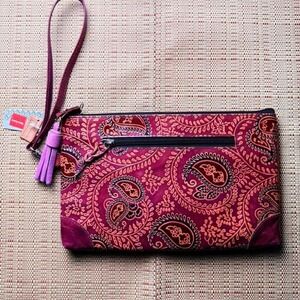 NWT World Market Boho Paisley Genuine Leather Clutch